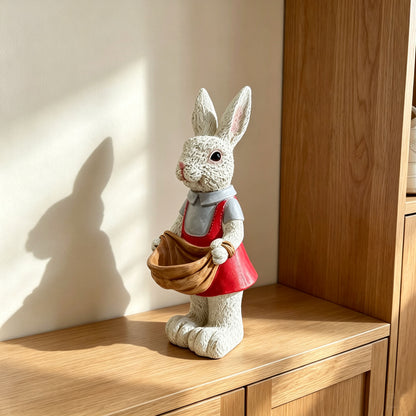 Simulated Pink Rabbit Statue Flower Pot Ornament, 17 in Resin Crafts Garden Sculpture Decor, Household Guardian Figurine, Ideal Gift for Independence Day for Yard Home Outdoor Decor - image 5