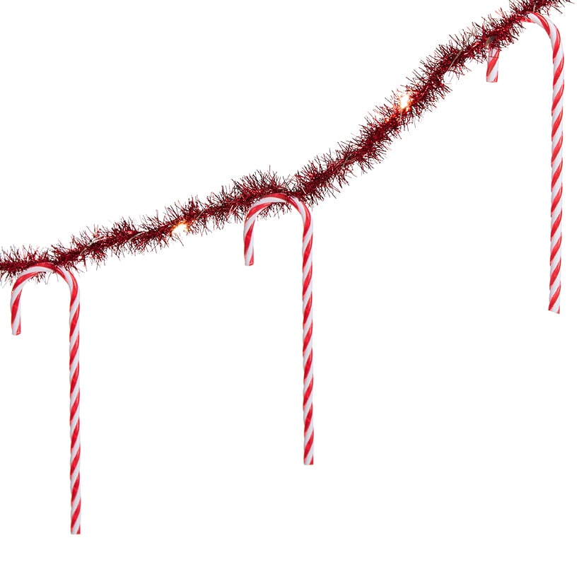 Christmas Candy Cane String Lights - 10 Count - Battery Operated