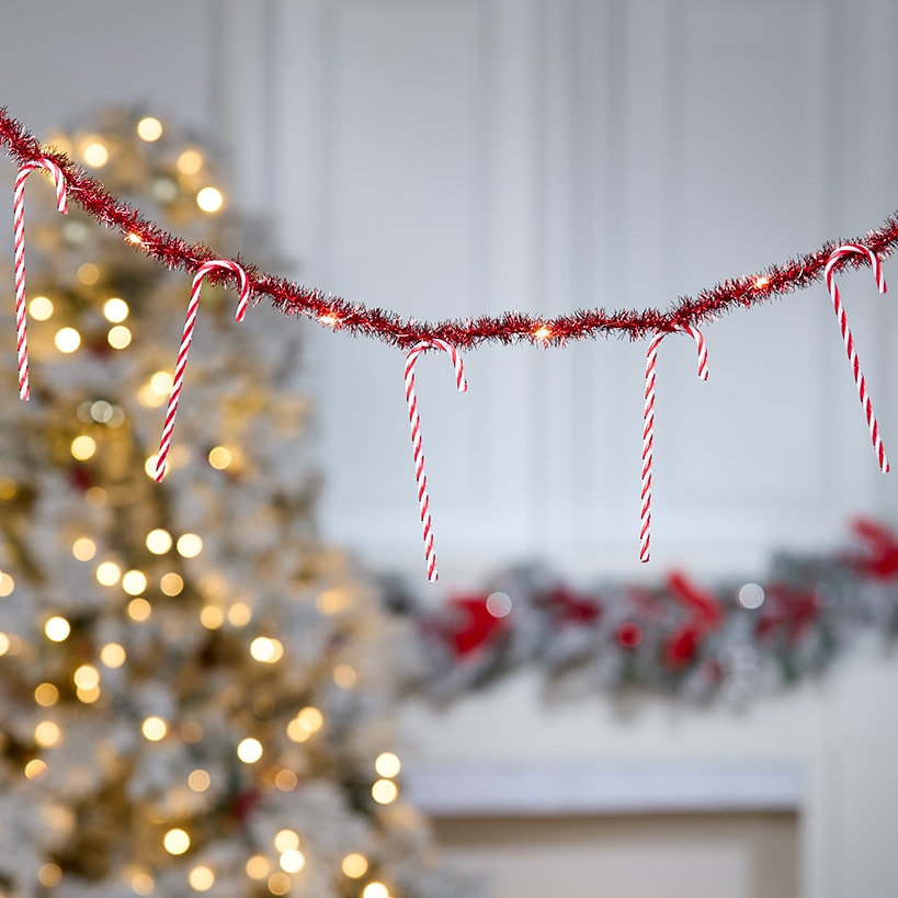 Christmas Candy Cane String Lights - 10 Count - Battery Operated