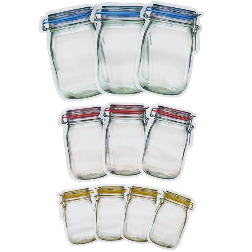 Resealable Snack Bags - Set of 10