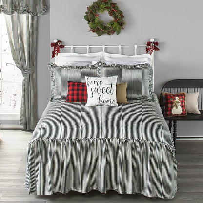 Ticking Stripe Skirted Bedspread