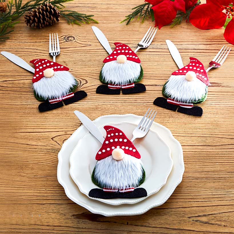 Christmas Gnome Flatware Holders Set of 4