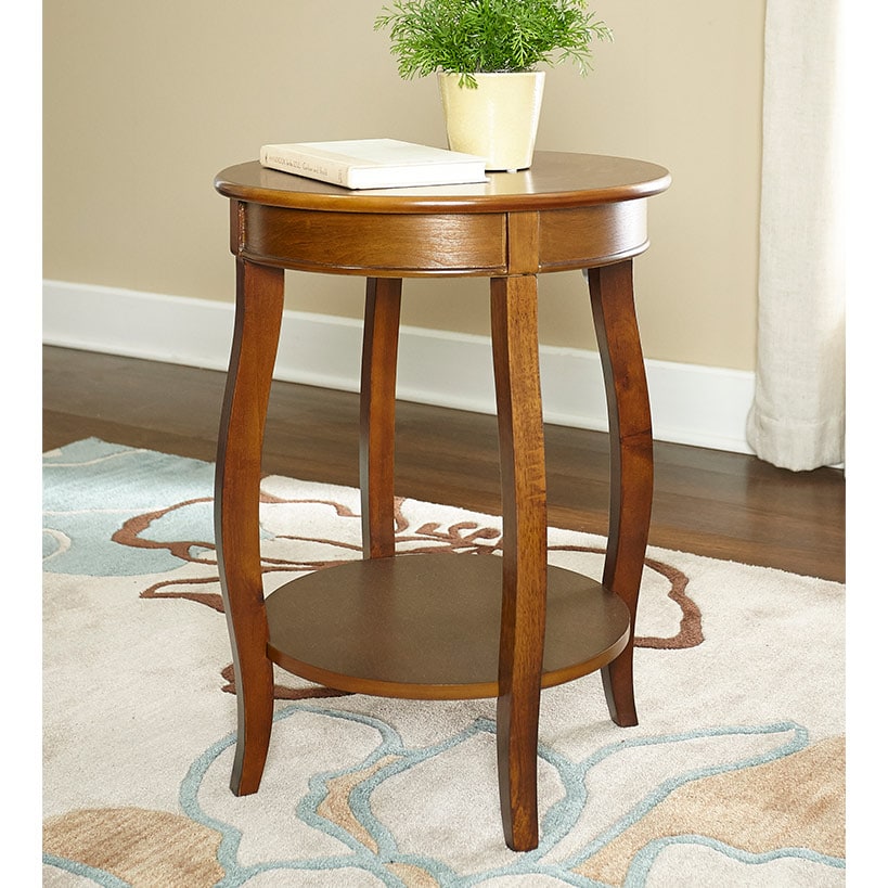 Round Side End Table with Shelf