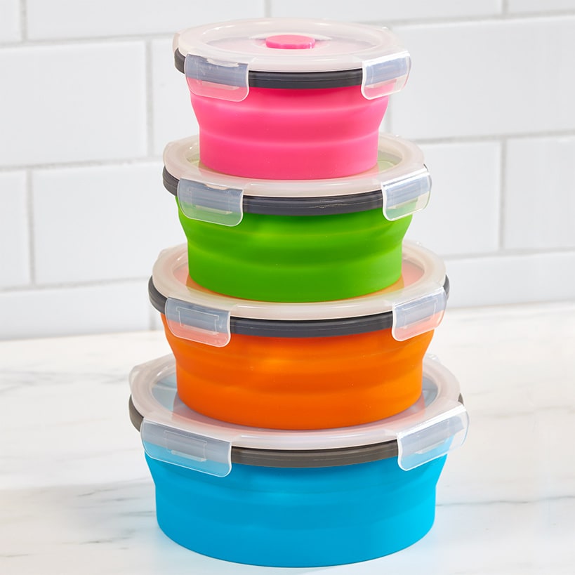 Collapsible Locking Lid Food Storage Round 8-Pc.
