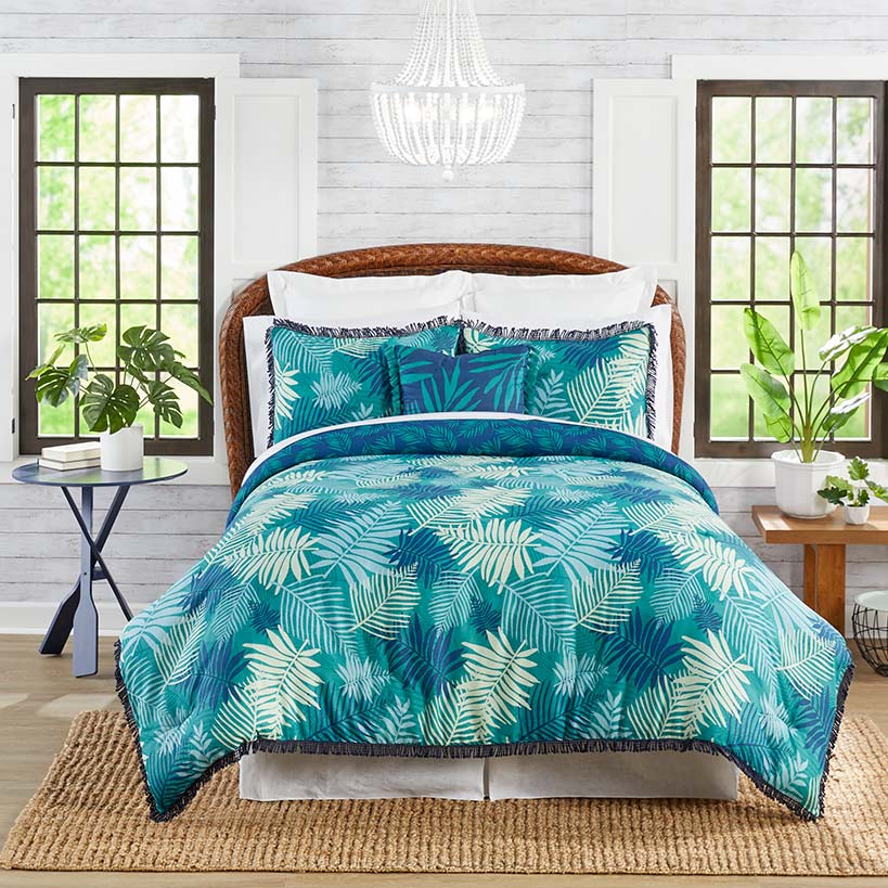 Summer Palm Reversible Comforter Set or Decorative Pillow