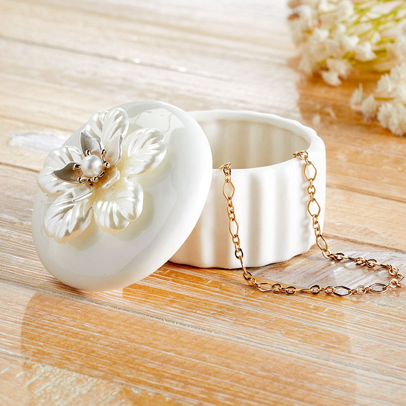 Ceramic Floral Keepsake and Jewelry Box