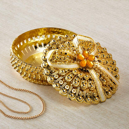 Jewelry Box Small Trinket Box Organizer Round Gold
