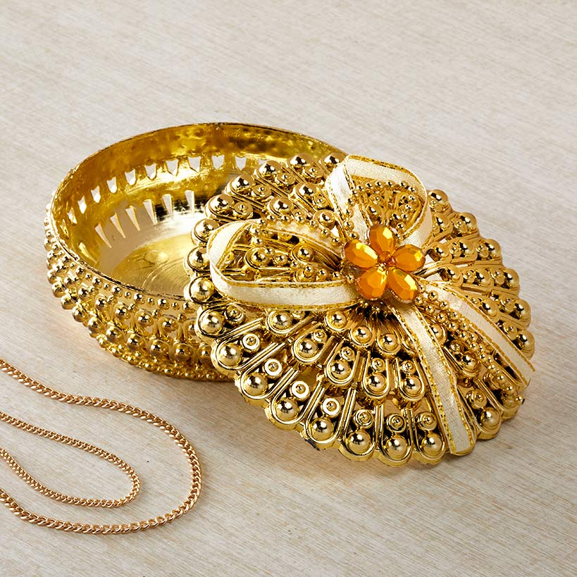 Jewelry Box Small Trinket Box Organizer Round Gold