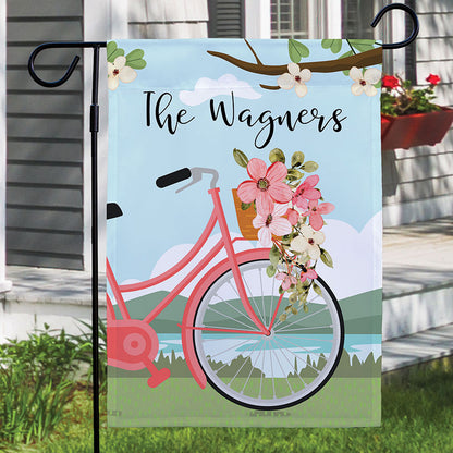 Personalized Floral Bicycle Garden Flag