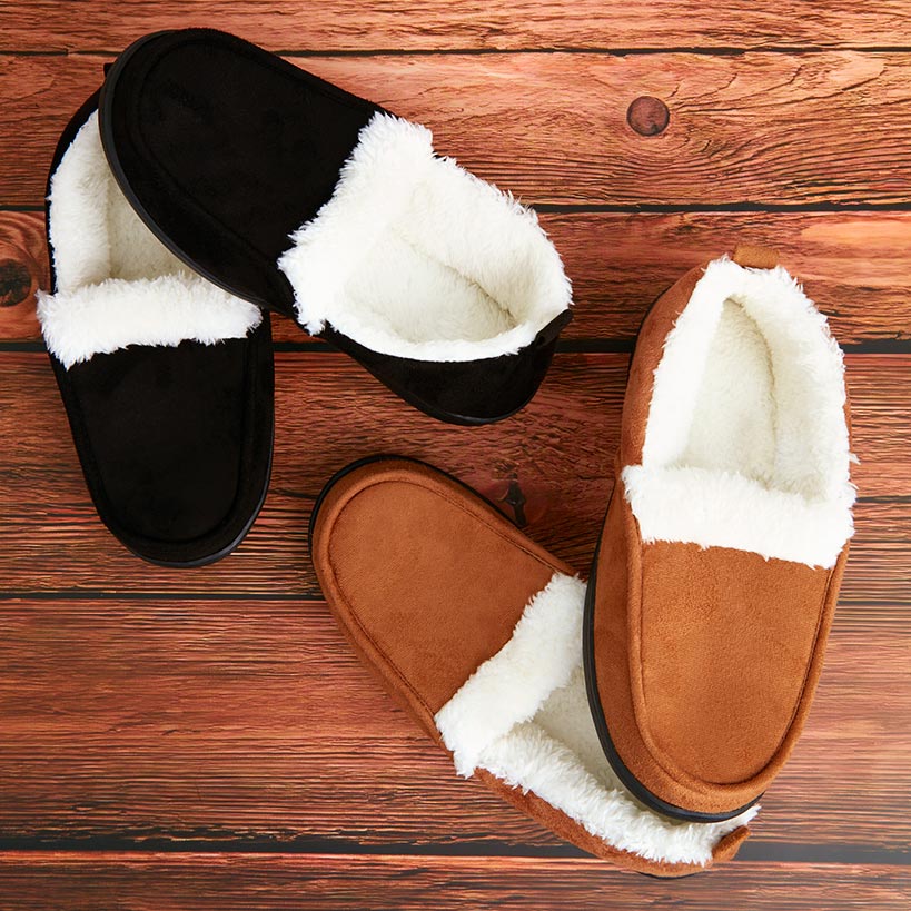 Unisex Fur-Lined Moccasin Slippers