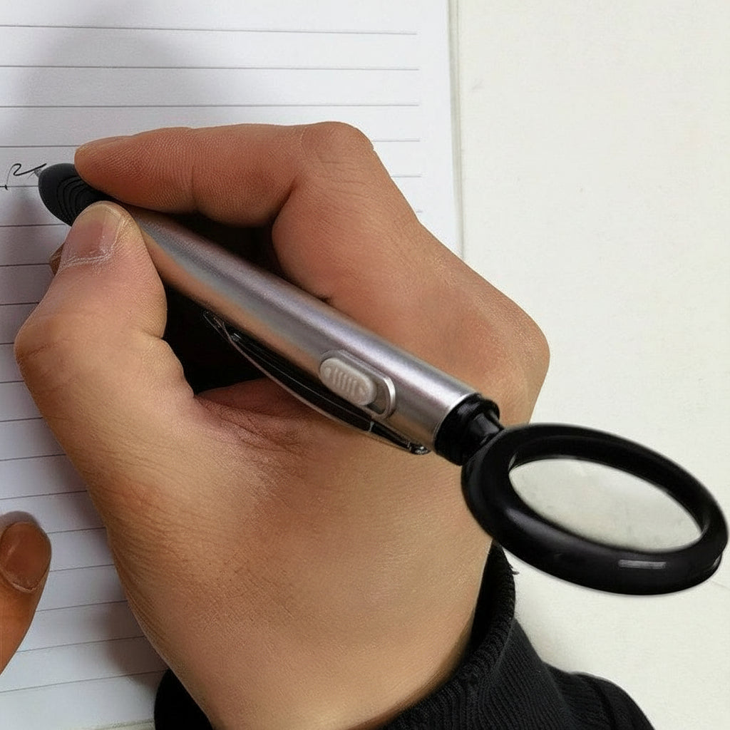 Portable Pen with Magnifier and LED Light 3 in 1