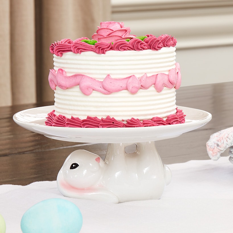 Ceramic Easter Bunny 8" Cake Stand
