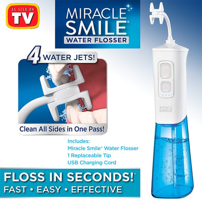 Miracle Smile® Portable Rechargeable Water Flosser With 4 Water Jets