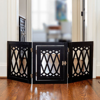 Diamond-Cut Design Pet Gate with Door