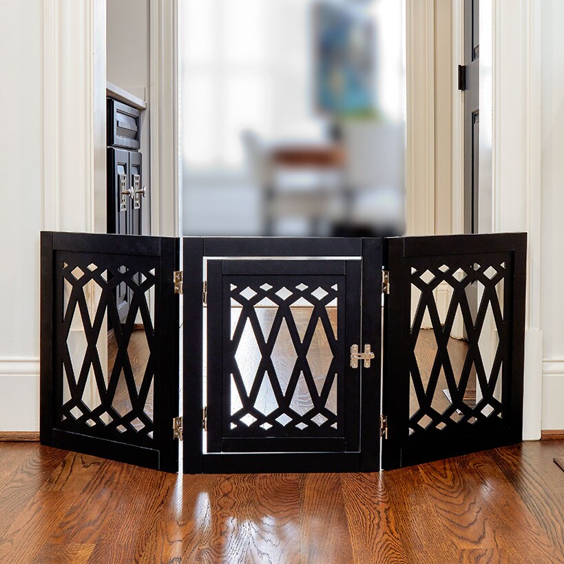 Diamond-Cut Design Pet Gate with Door