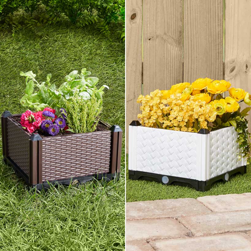 Planter Garden Plastic 12 Inch Raised Self Watering Black Or White