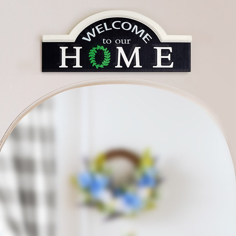 Welcome To Our Home Black Doorway Sign