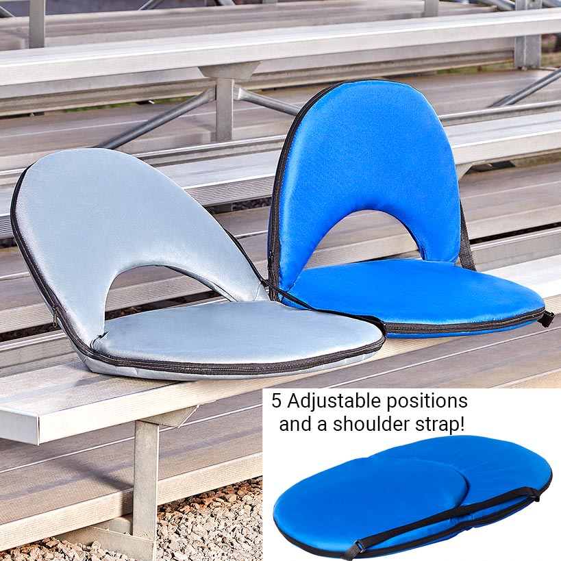 Travel Folding Cushioned Seat 5 Adjustable Positions Blue Or Gray