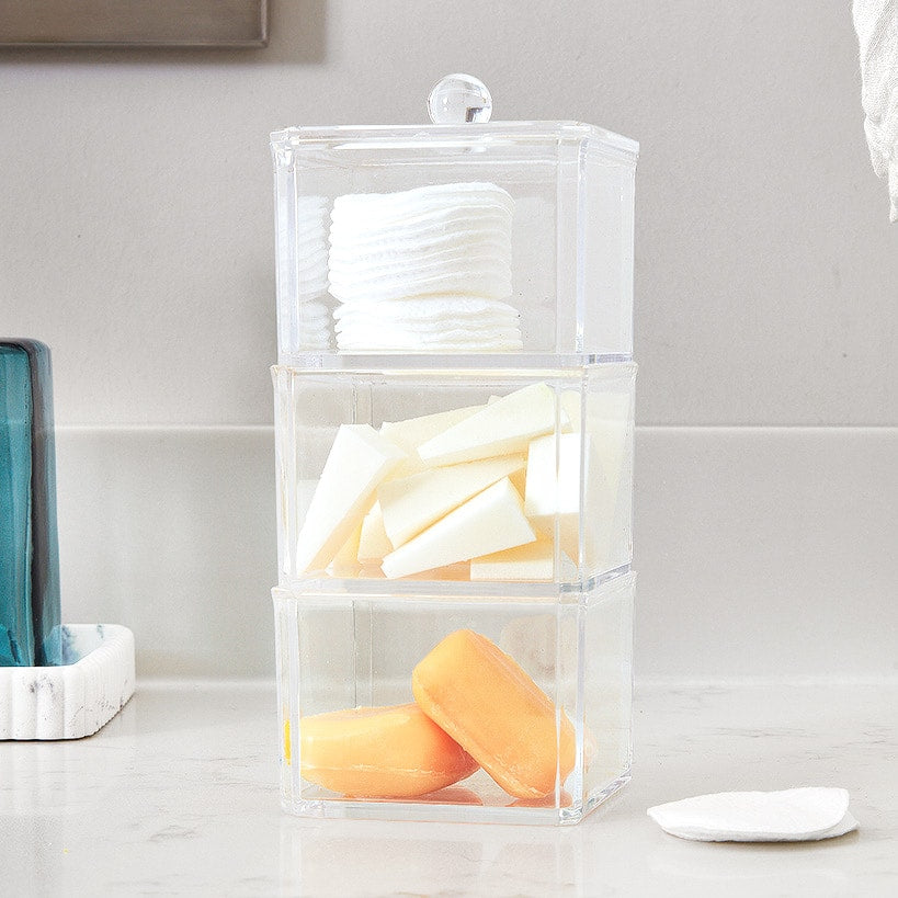 Acrylic Bathroom Vanity Storage Containers - Set of 3