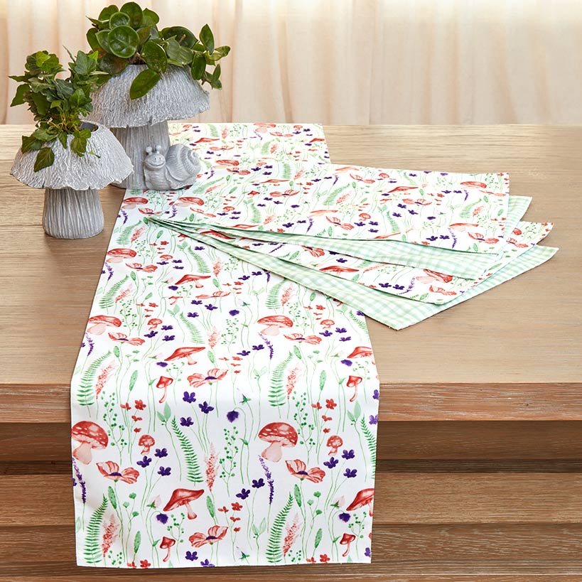 Stella Spring Mushroom Table Runner or Set of 4 Placemats