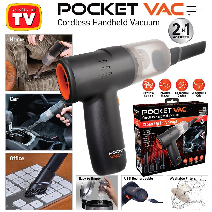 Pocket Vac™ Cordless Portable Handheld Vacuum