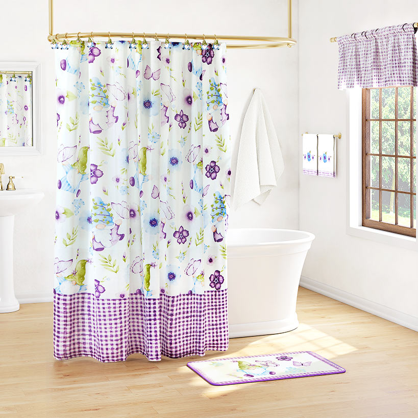 Spring Gnome Shower Curtain, Hand Towels, Valance or Hooks