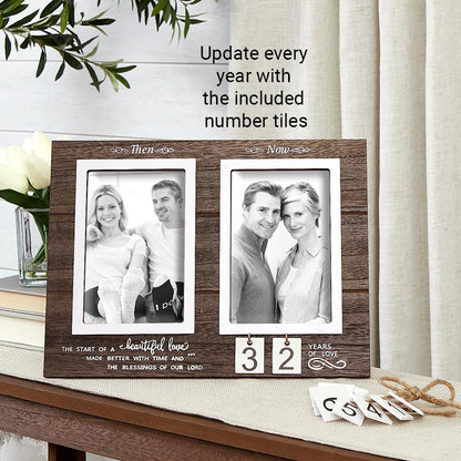 Anniversary Then And Now Photo Frame With 4" x 6" Frame
