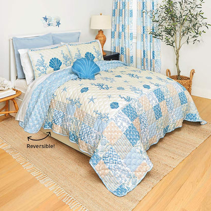 Coral Patch Reversible King Quilt