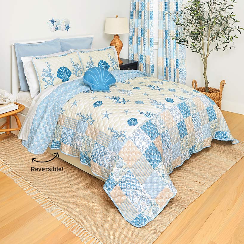 Coral Patch Reversible King Quilt