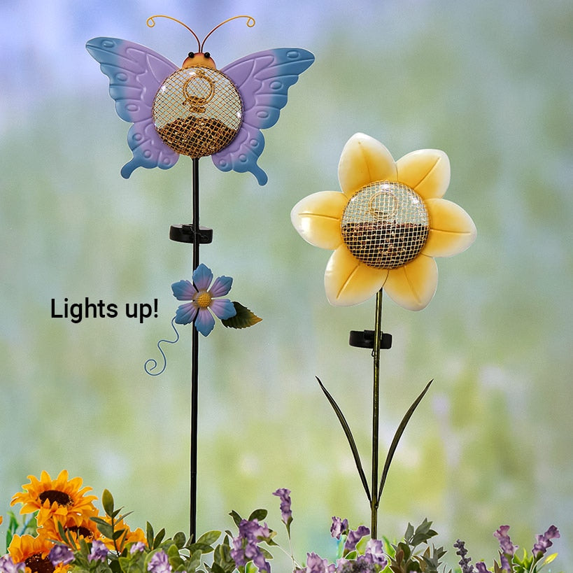 Solar Birdfeeder Stakes Flower or Butterfly