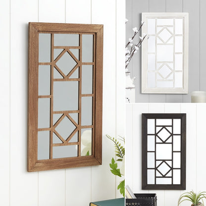 Decorative Wood Rectangular Mirror - White, Black, or Brown