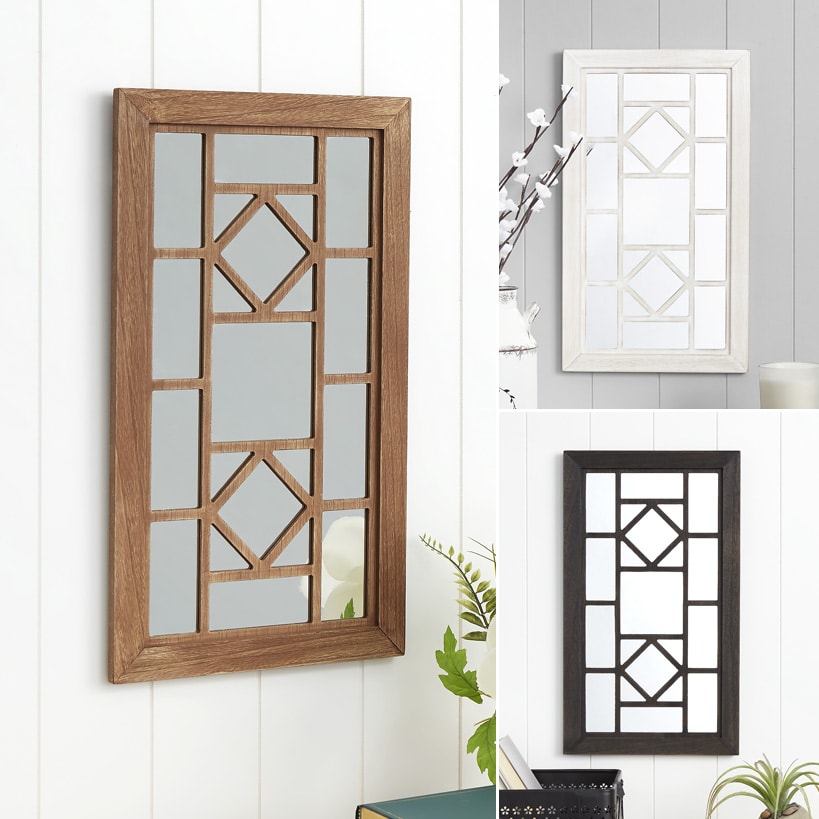 Decorative Wood Rectangular Mirror - White, Black, or Brown