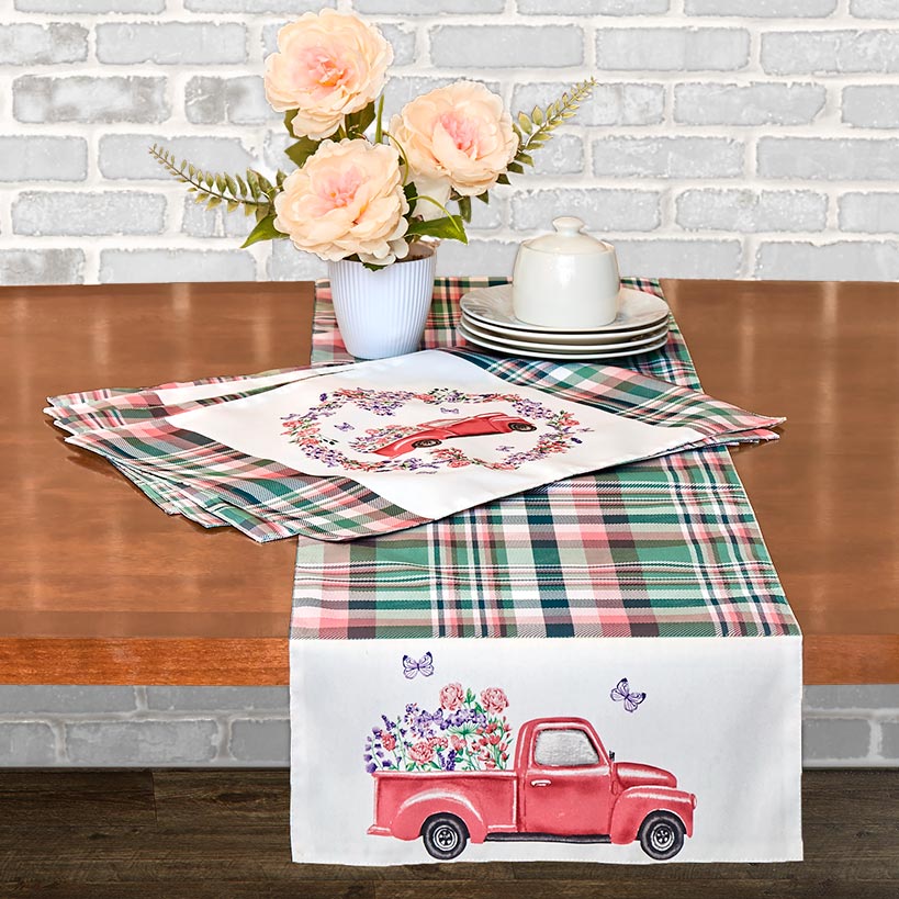 Spring Truck Table Runner or Set of 4 Placemats