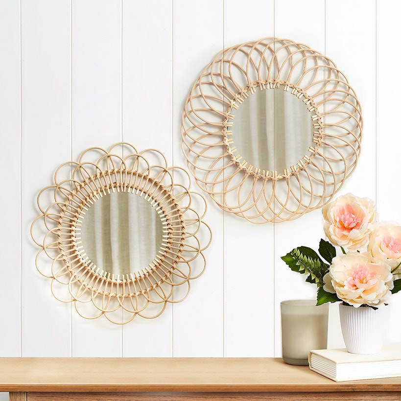 Natural Rattan Mirror - Round or Flower