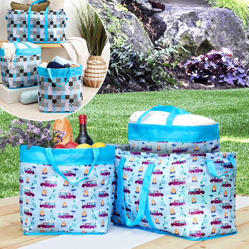 Storage Bin Tote for Home - Americana or Glamping - Set of 3