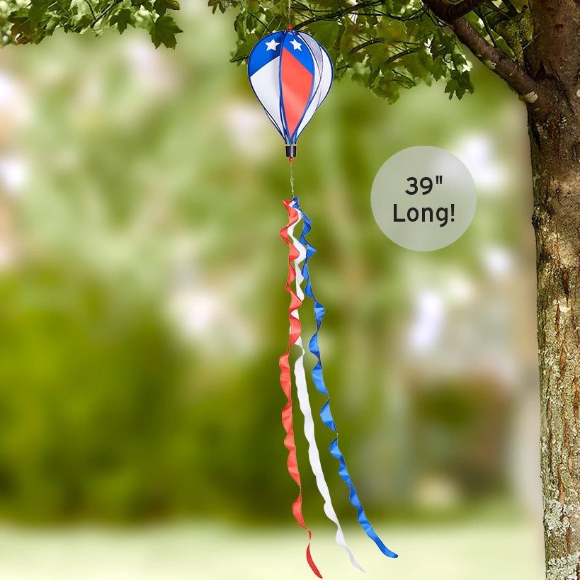 Americana Air Balloon Windsock Red, White, and Blue