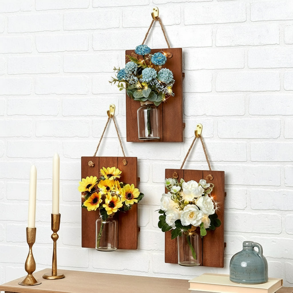 Lighted Flower Wall Sconce - Hydrangea, Sunflower, or White