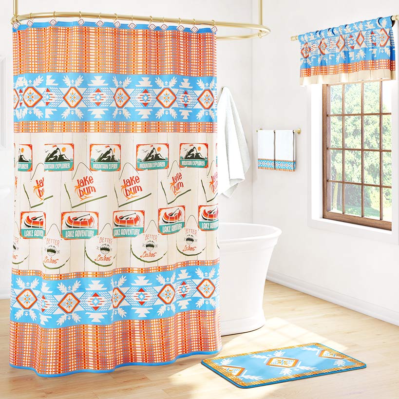 Lake Adventure Shower Curtain, Bath Rug, Hand Towels, Valance, or Hooks