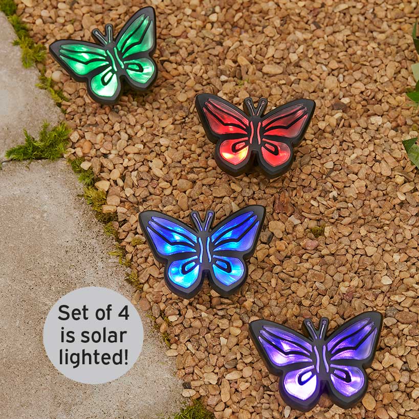 Solar Butterfly Garden Lights Set of 4
