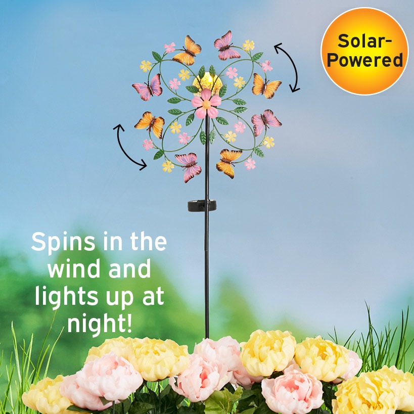 Spring Butterfly Spinning Solar Garden Stake