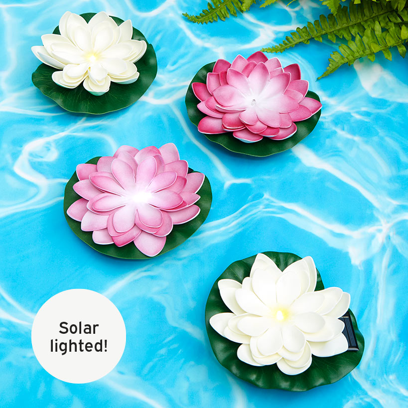 Solar Floating LED Flower Lights - Pink or White Set of 2