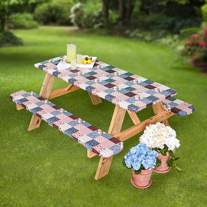Easy-Fit Vinyl Picnic Table Cover 3 Pc.