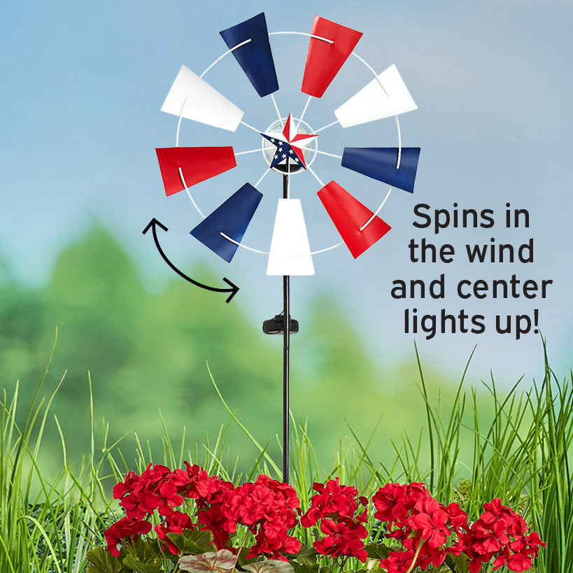 Americana Solar Country Windmill Windspinner Stake