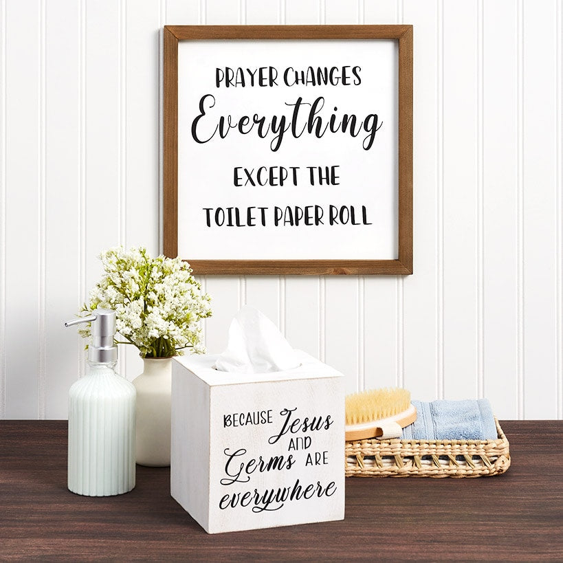 Country Bathroom Accents Tissue Box Cover or Wall Sign