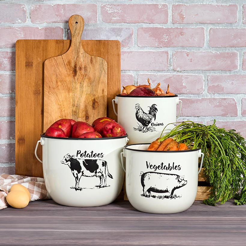 Country Metal Vegetable Bins