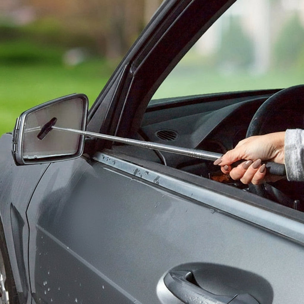 Car Side Mirror Squeegee, Retractable 38" for Rain, Snow and Fog