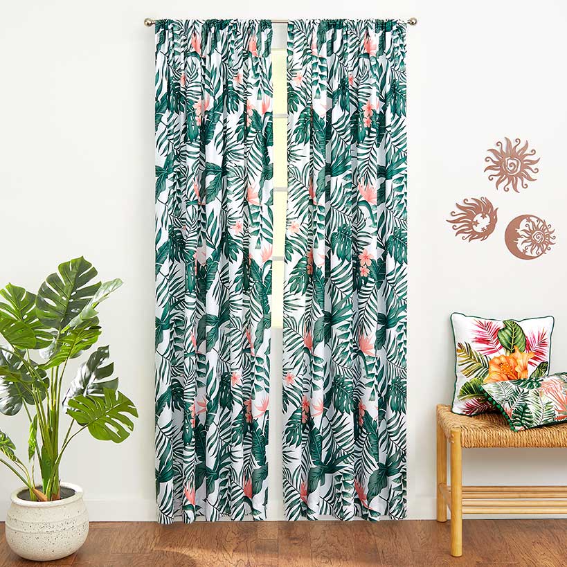 Palm Floral Window Panel 50" x 63" or 50" x 84"