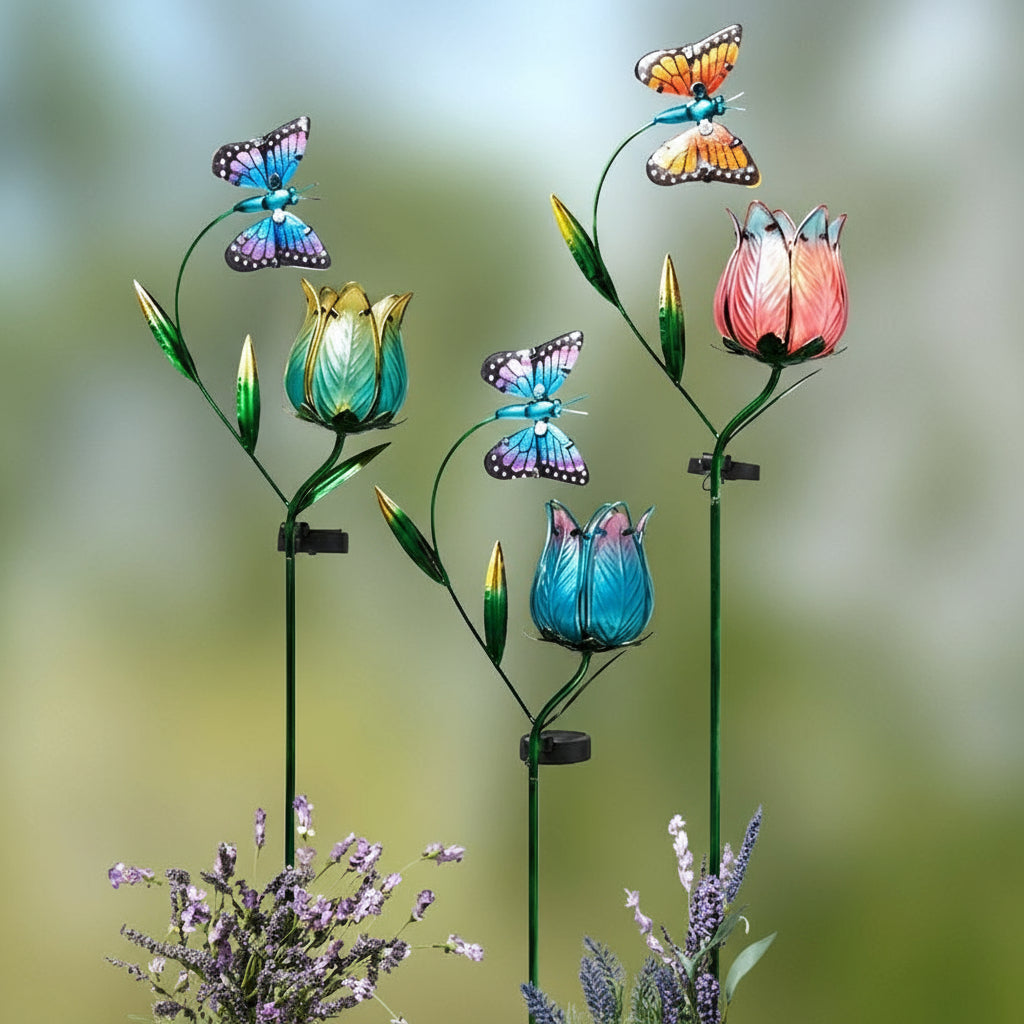 Solar Butterfly Flower Garden Stake