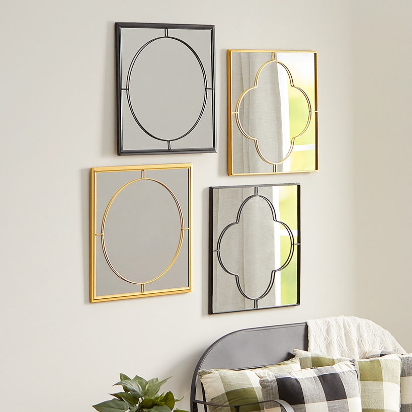 Decorative Flower or Oval Metal Mirrors - Black or Gold