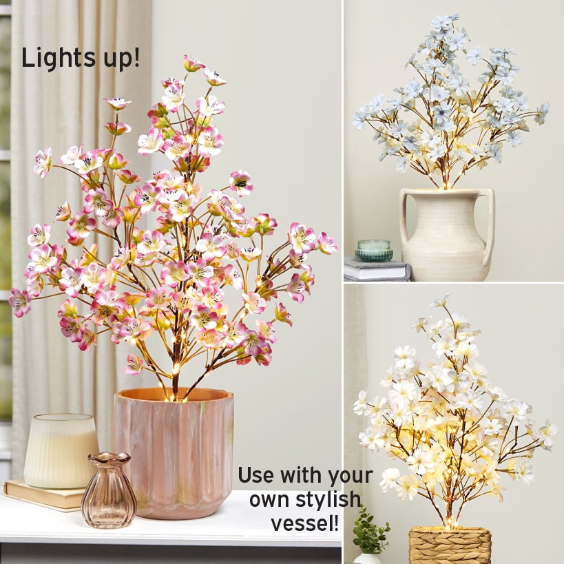 Lighted Flower Table Trees - Blue, Blush, or Pink